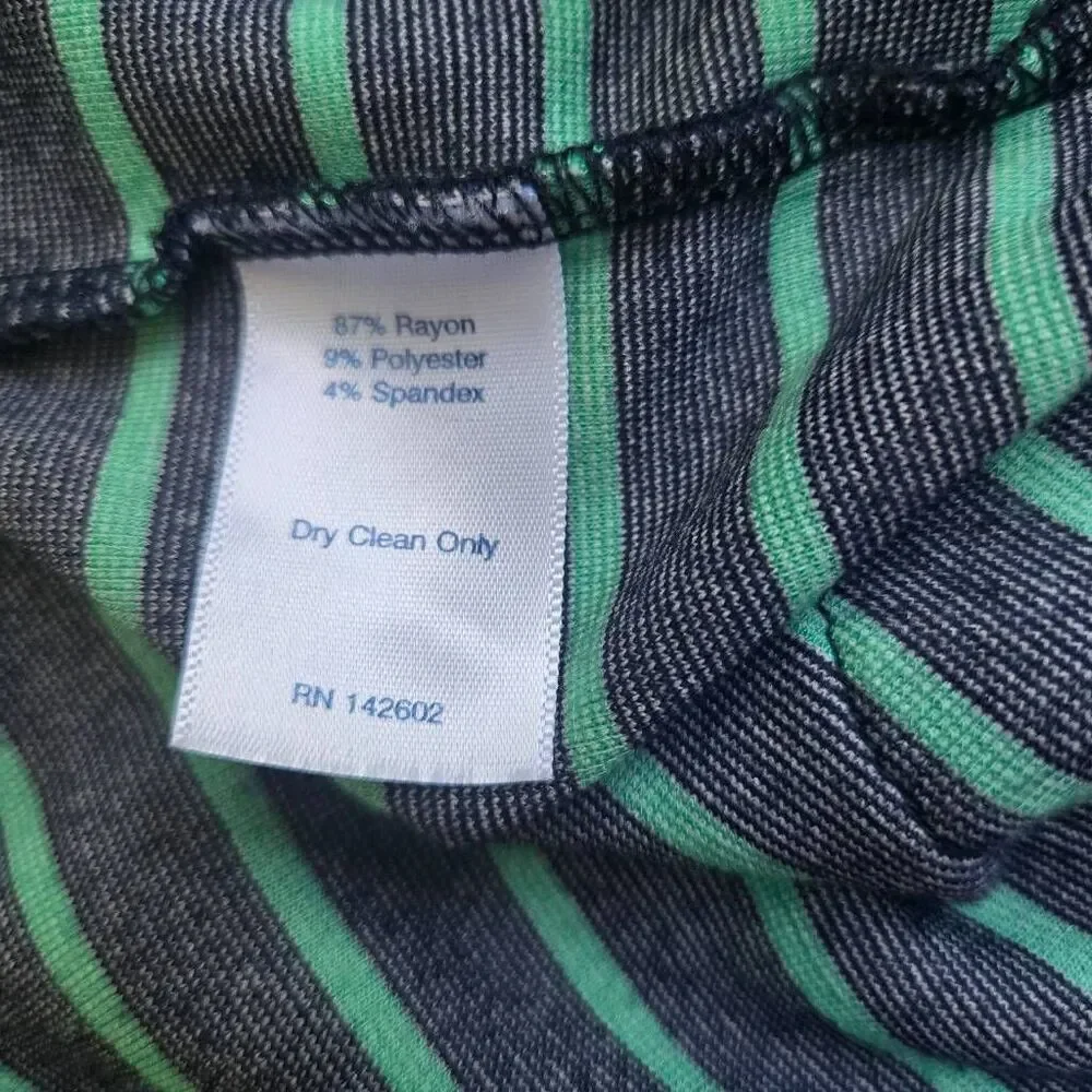 Sail To Sable striped green and navy blue midi dress gold toned buttons xs xsmal